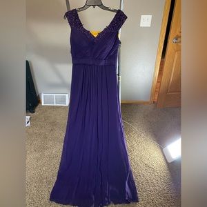 Royal Purple Off the Shoulder Forma Dress